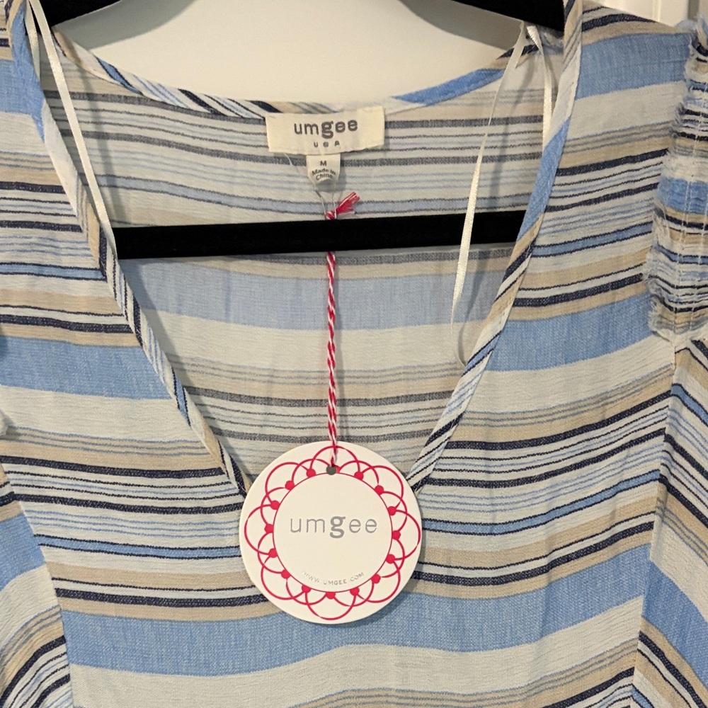 Umgee Blue and White Striped Tunic - Picture 3 of 3